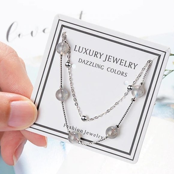 *925 Sterling Silver Layered Moonstone Bracelet - Picture 6 of 11